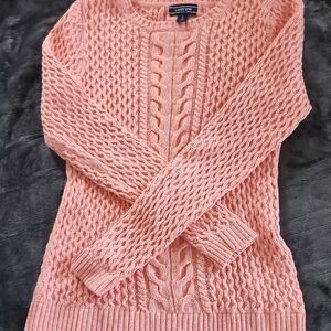 Lands' End Women's Pink Cable Knit Sweater